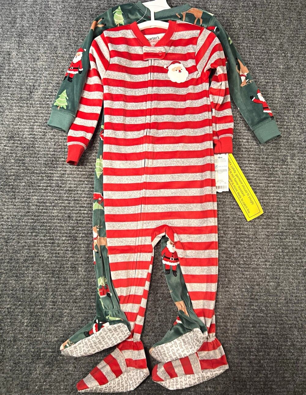 Carter’s Just One You Baby 12-18M Santa Christmas Footed Fleece Pajamas 2Pc NWT